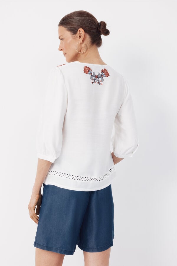 Cortefiel Positional print blouse Printed white
