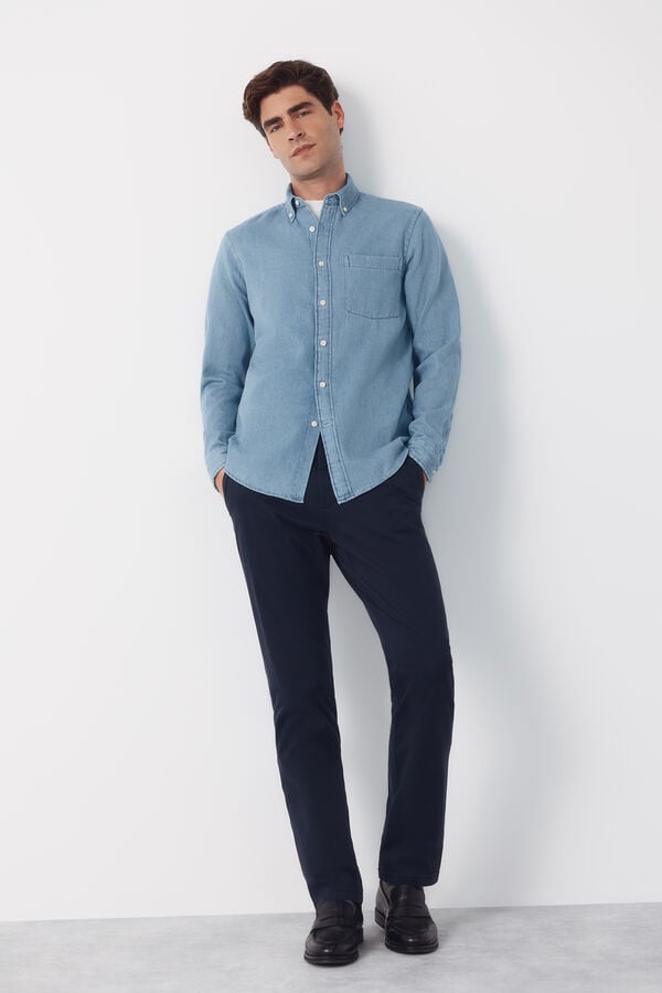 Cortefiel Denim shirt Blue