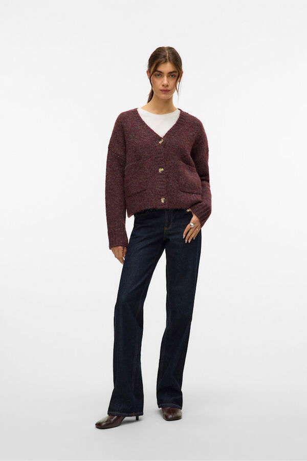 Vero Moda Casaco de malha curto de manga comprida com bolsos Roxo