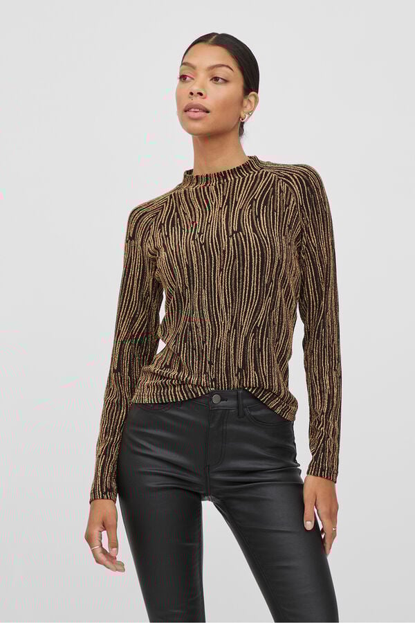 Vila Top de manga larga con lúrex Camel