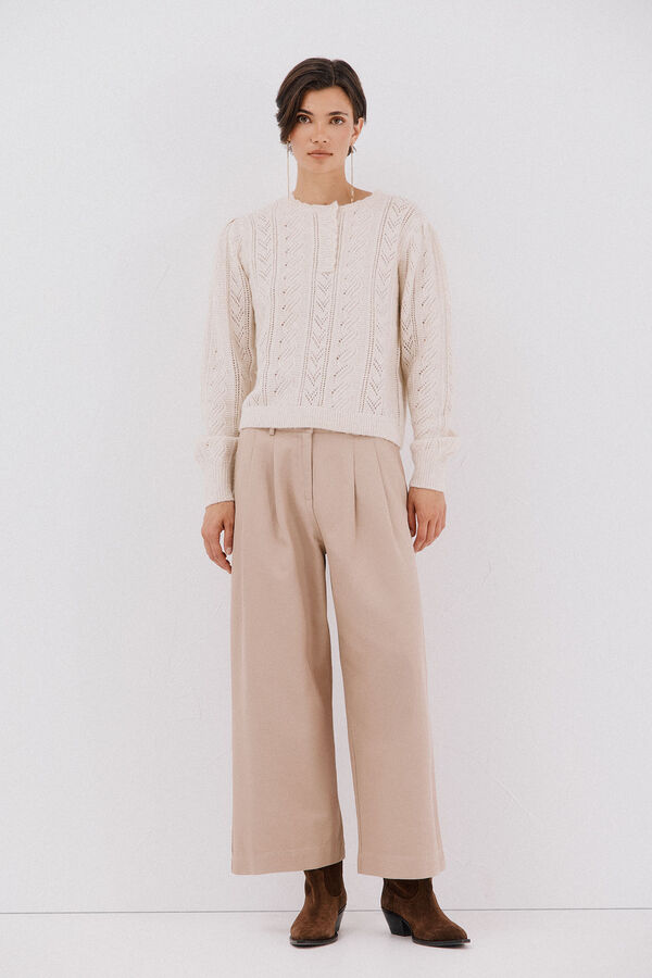Cortefiel Washed serge pants Beige