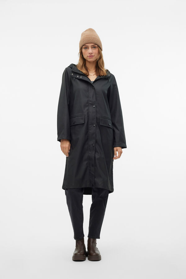 Vero Moda Impermeável midi com capuz Preto