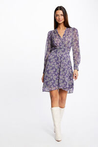 Cortefiel Printed A-line cashmere dress Purple
