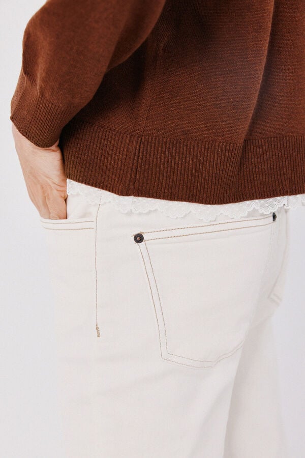 Cortefiel Appliqu&eacute; neckline jumper Brown