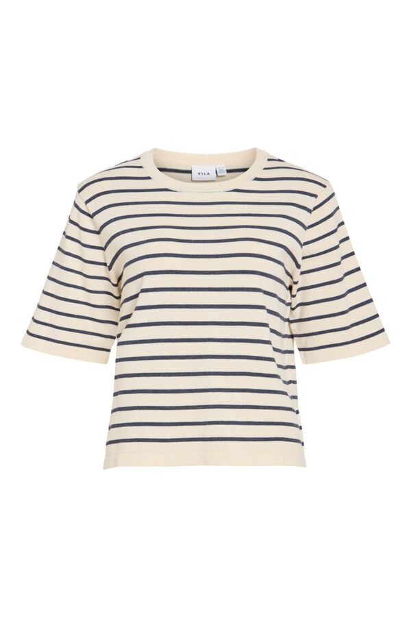 Vila Top de malha com manga curta 2/4 em viscose Cinzento