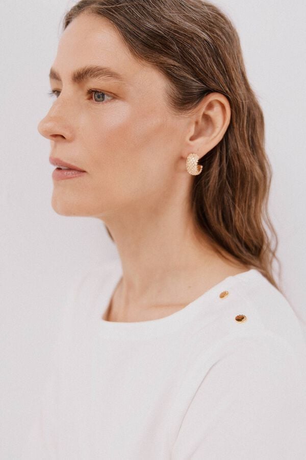 Cortefiel Boat neck T-shirt with buttons White