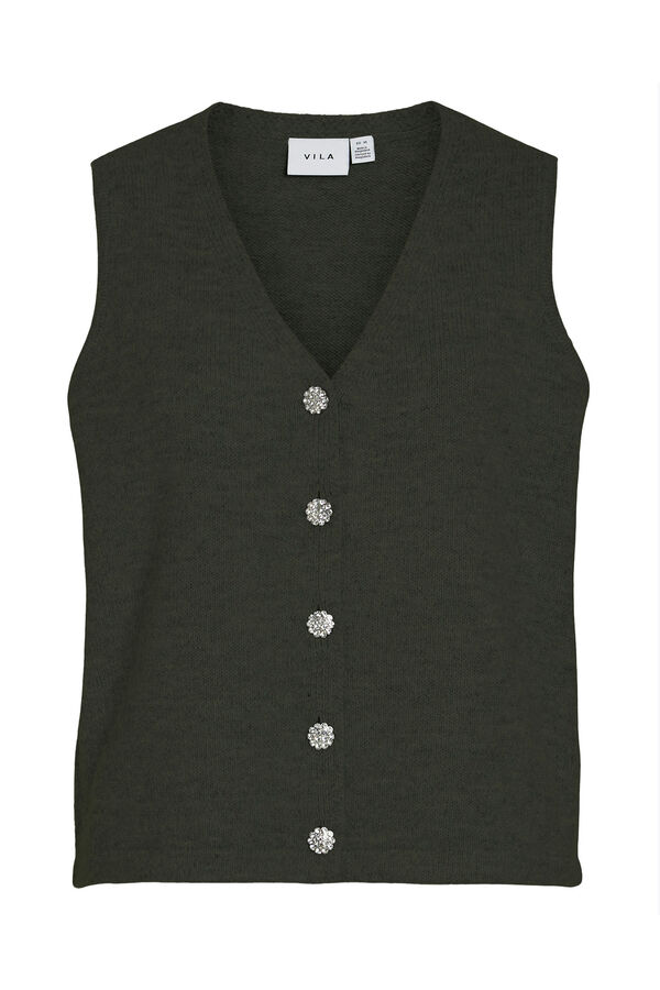 Vila Malha de colete com bot&otilde;es de joia Verde
