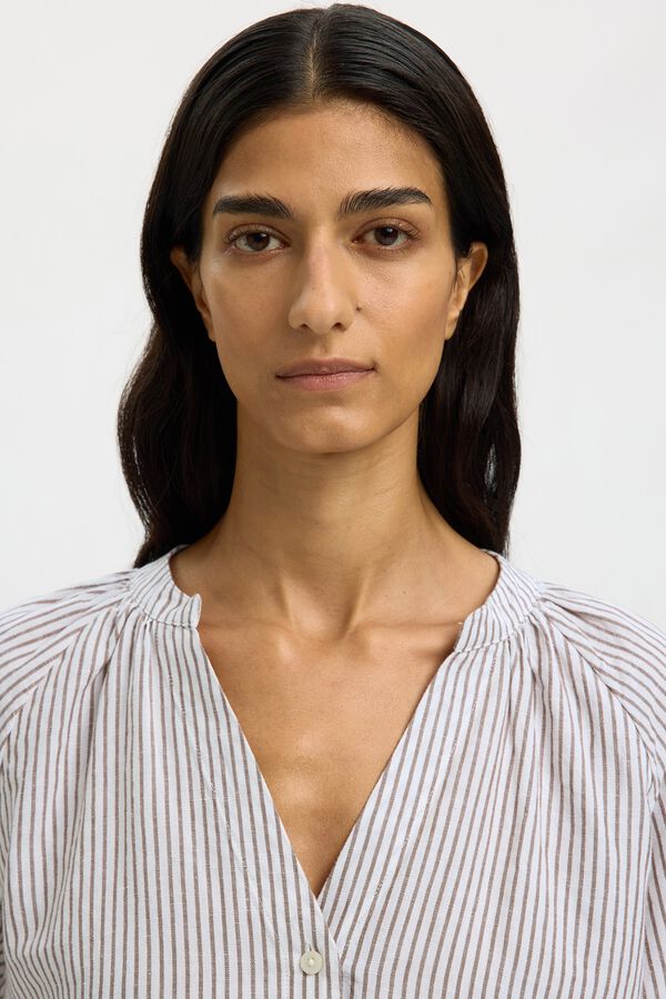 Selected Blusa manga 3/4 em linho Multicolorido