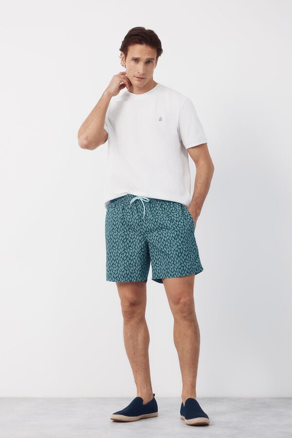 Cortefiel Printed small algae swimwear Green
