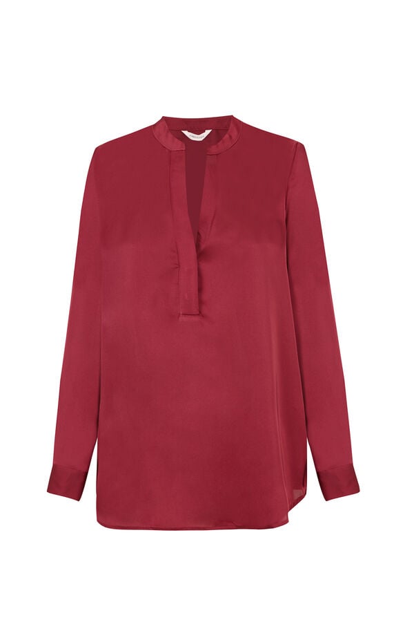 Cortefiel Satin-finish polo shirt blouse Navy