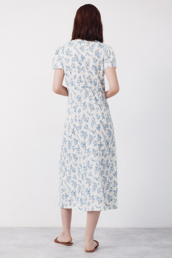 Cortefiel Print structured dress Printed white