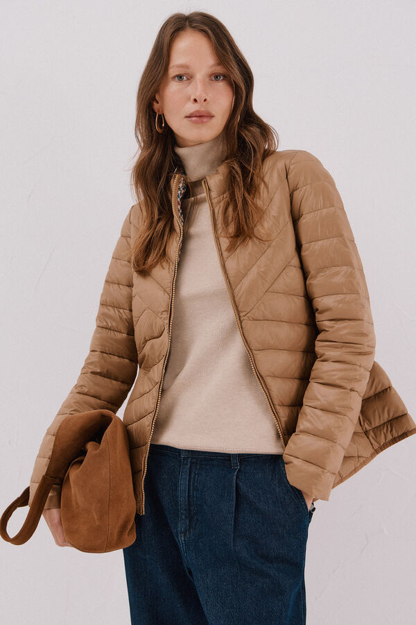 Cortefiel Reversible feather bomber jacket Beige