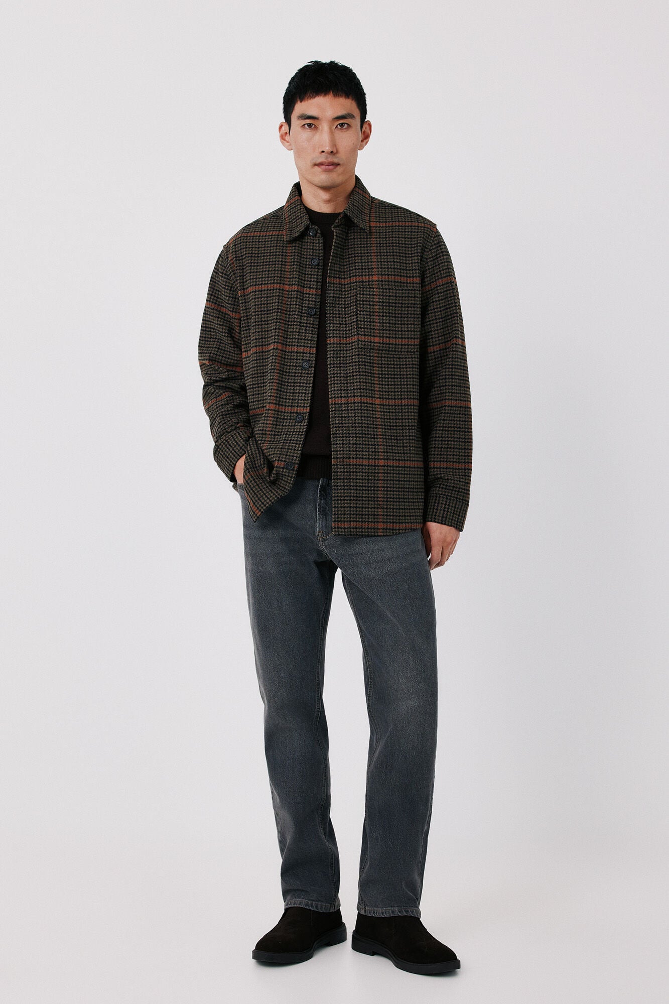 Cortefiel Wool blend plaid shirt