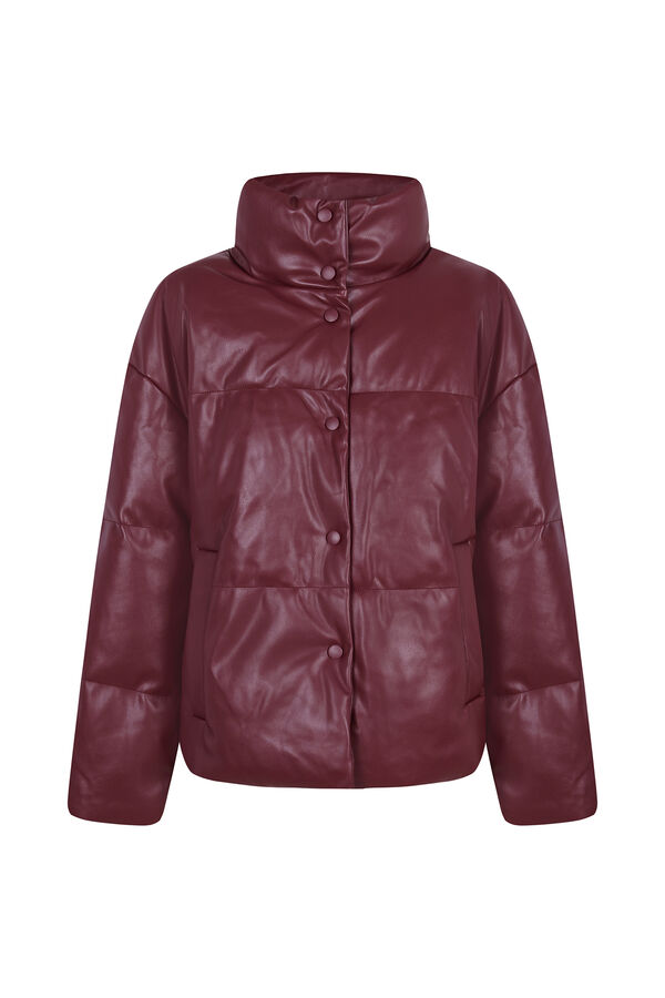 Cortefiel Short faux leather anorak Maroon