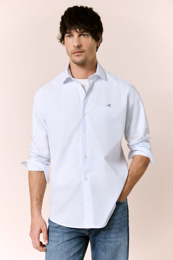 OOTO Poplin plaid long sleeve shirt Blue