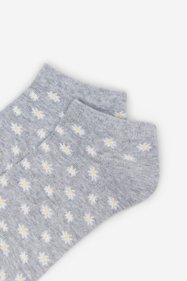 Cortefiel Daisy print short socks Grey