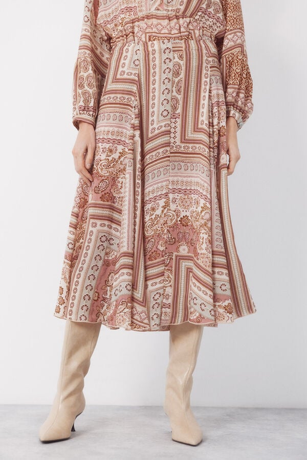 Cortefiel Printed keel skirt Multicolour