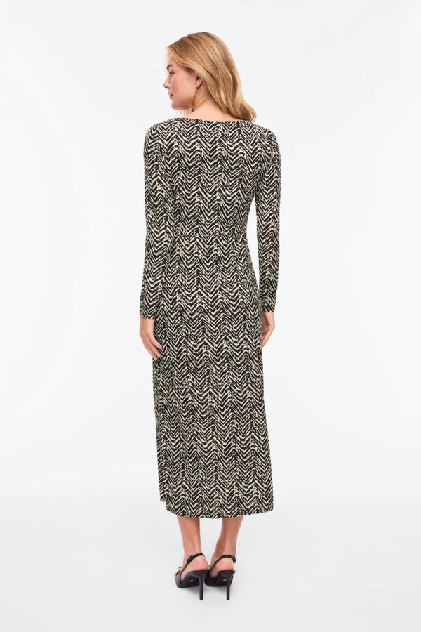 Vila Vestido midi estampado de manga comprida Cinzento