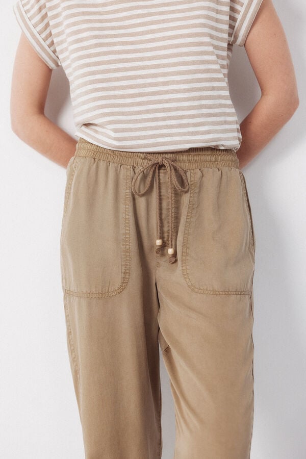 Cortefiel Tencel fluid trousers Kaki