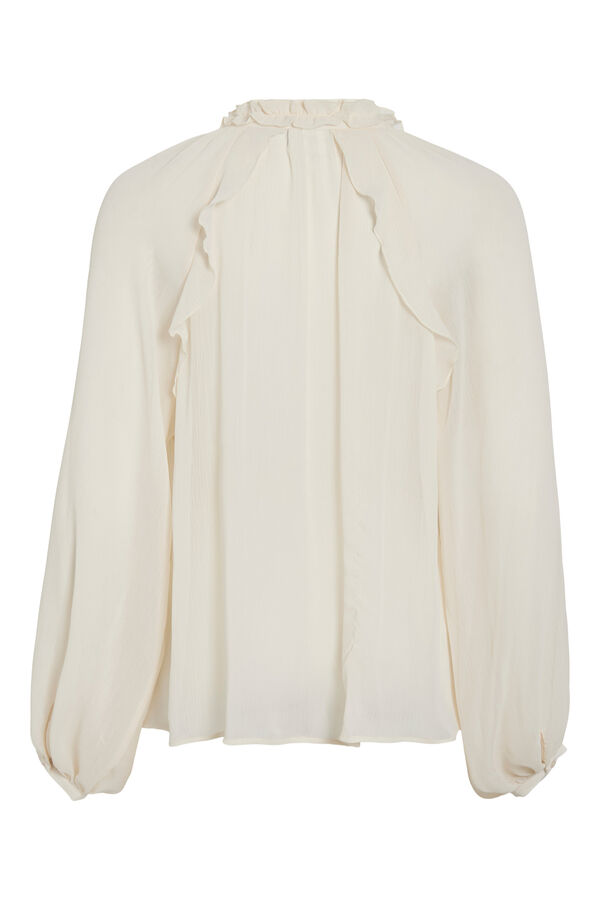 Vila Blusa fluida com folhos Ecru