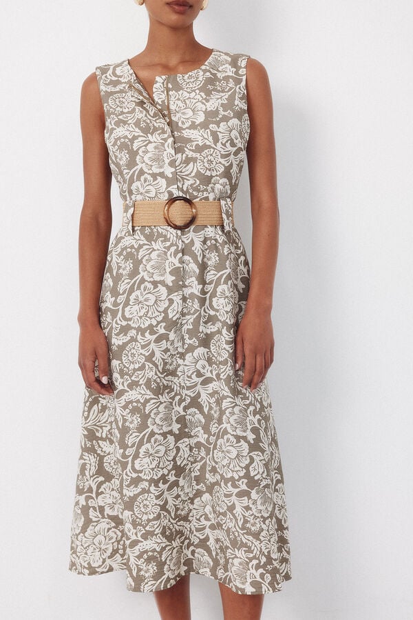 Cortefiel Flared dress Kaki