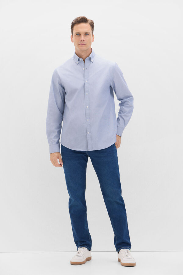 Cortefiel Camisa lisa estructura coolmax Azul marino