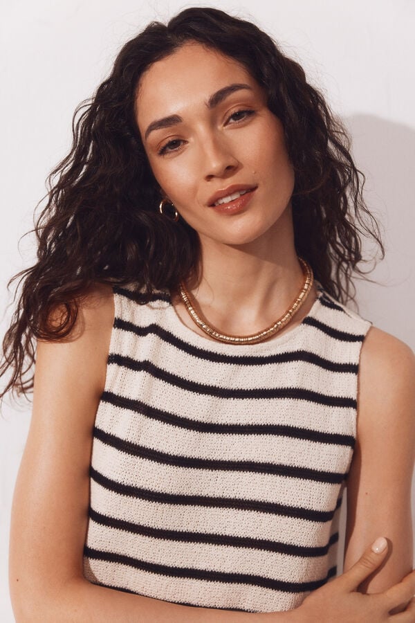 Cortefiel Vestido aspecto r&uacute;stico tirantes Negro