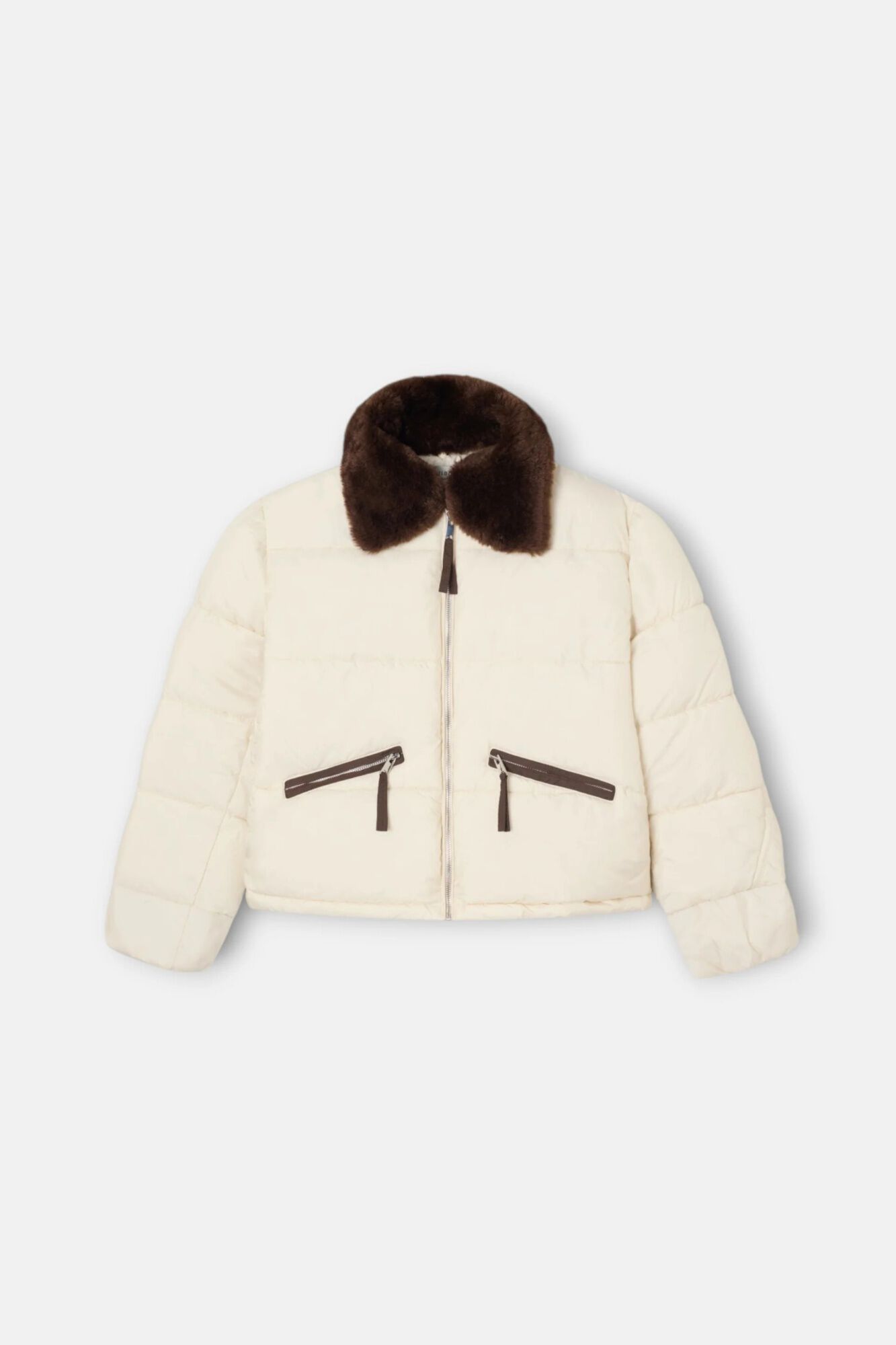 Silbon Puffer short parka with fur collar