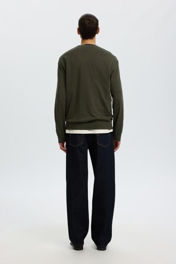 Selected Camisola leve 100% algod&atilde;o org&acirc;nico Verde