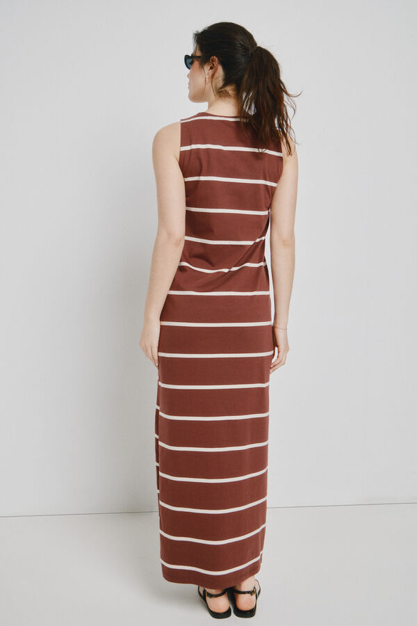 Vero Moda Vestido midi decote redondo Castanho