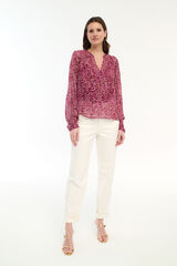 Vila Blusa manga longa com estampa de lurex Subiu