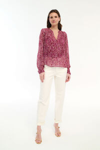 Vila Blusa manga longa com estampa de lurex