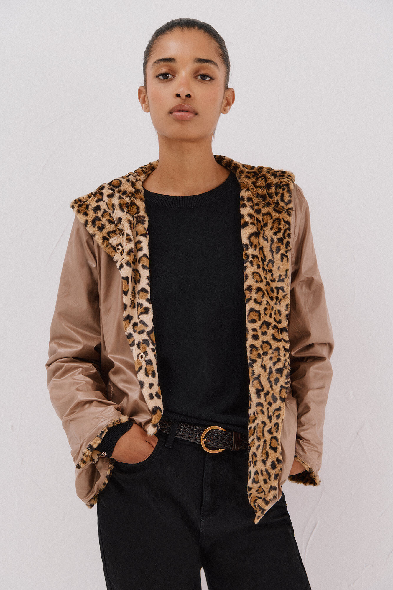 Cortefiel Short reversible faux fur jacket