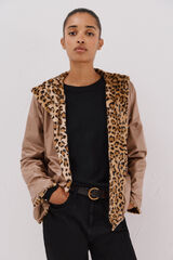 Cortefiel Blusão curto reversível efeito pelo Tostado