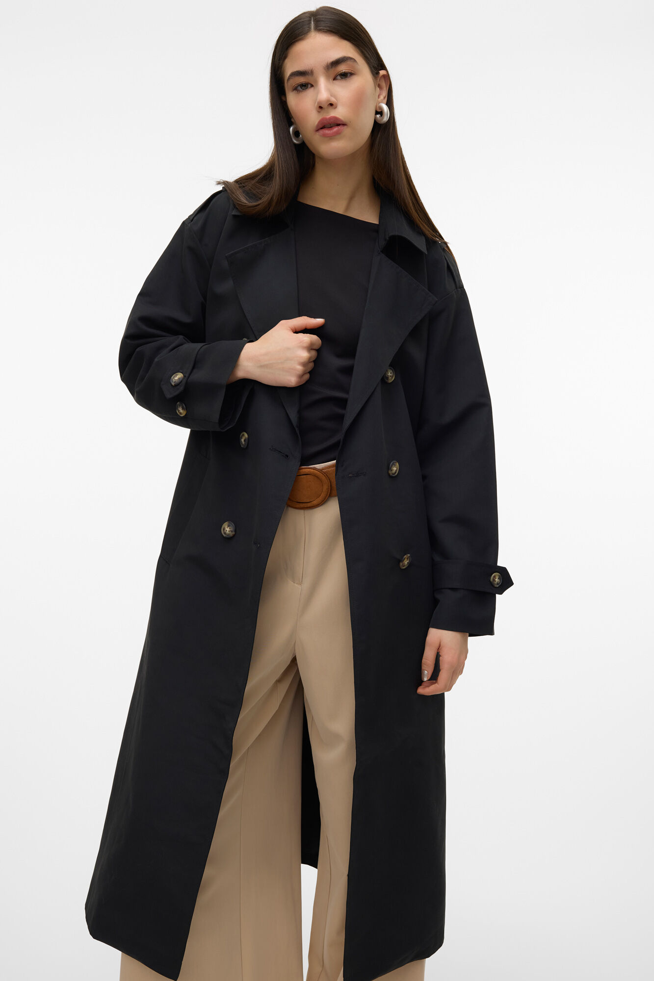 Vero Moda Gabardina larga b&aacute;sica