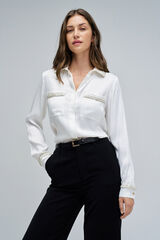 Salsa Jeans Camisa de cetim tweed Ecru