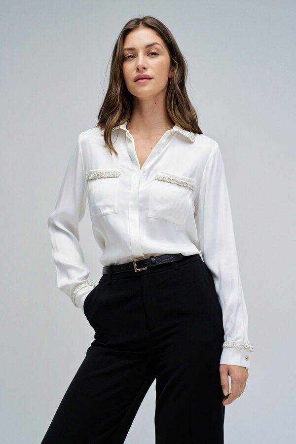Salsa Jeans Camisa de cetim tweed Ecru