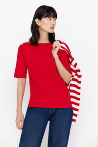 Cortefiel Camiseta básica escote barco Rojo
