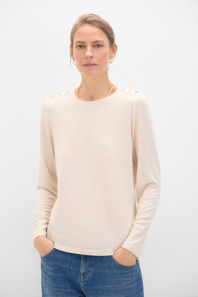 Cortefiel Long-sleeved T-shirt with buttons Beige