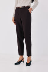 Cortefiel Women's tailored trousers with belt Dark brown