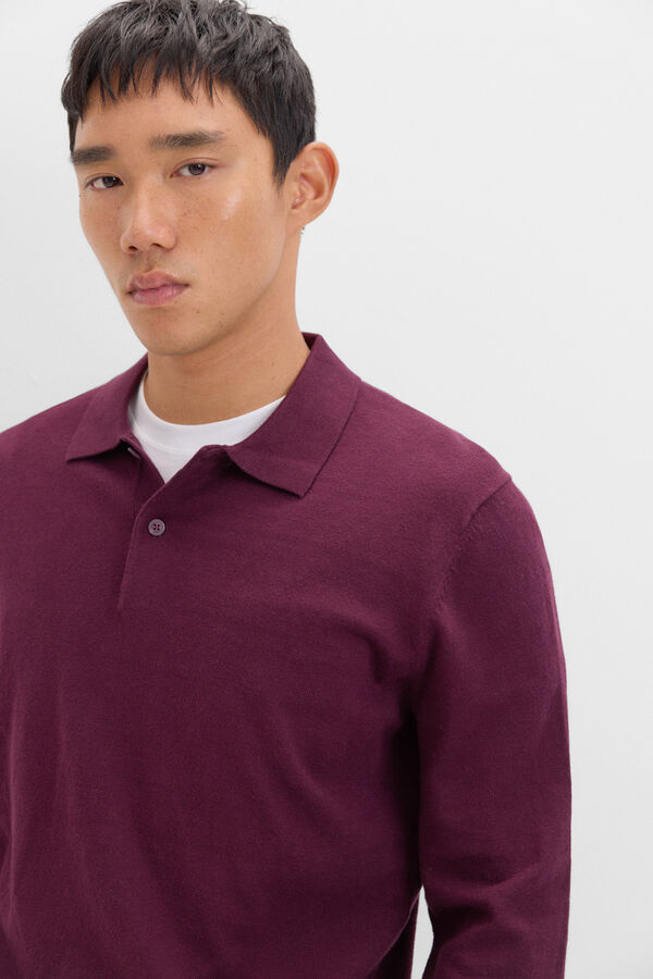 Cortefiel Cotton cashmere polo shirt neck jersey Maroon