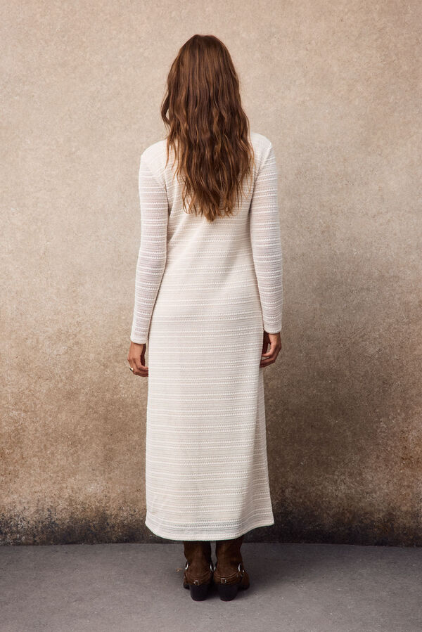 Slowlove Vestido estructura rayas Marfil