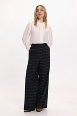 Vila Calça social xadrez com viscose Preto