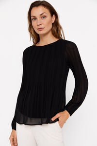 Cortefiel Printed pleated blouse Black