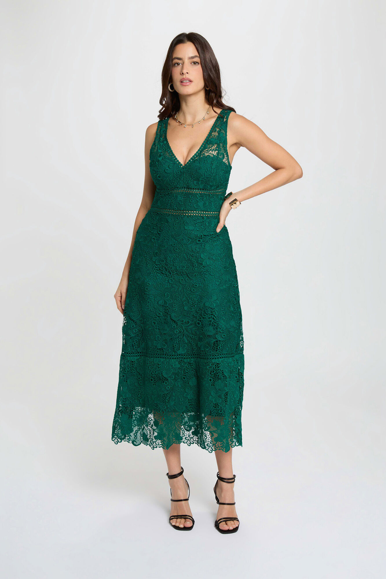 Morgan Vestido largo de encaje