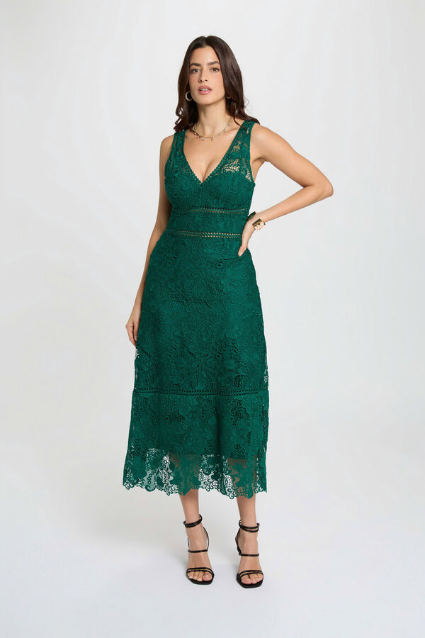 Morgan Vestido comprido de renda Verde