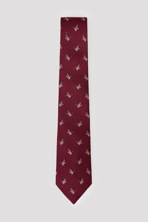 Cortefiel NATURAL silk tie Maroon