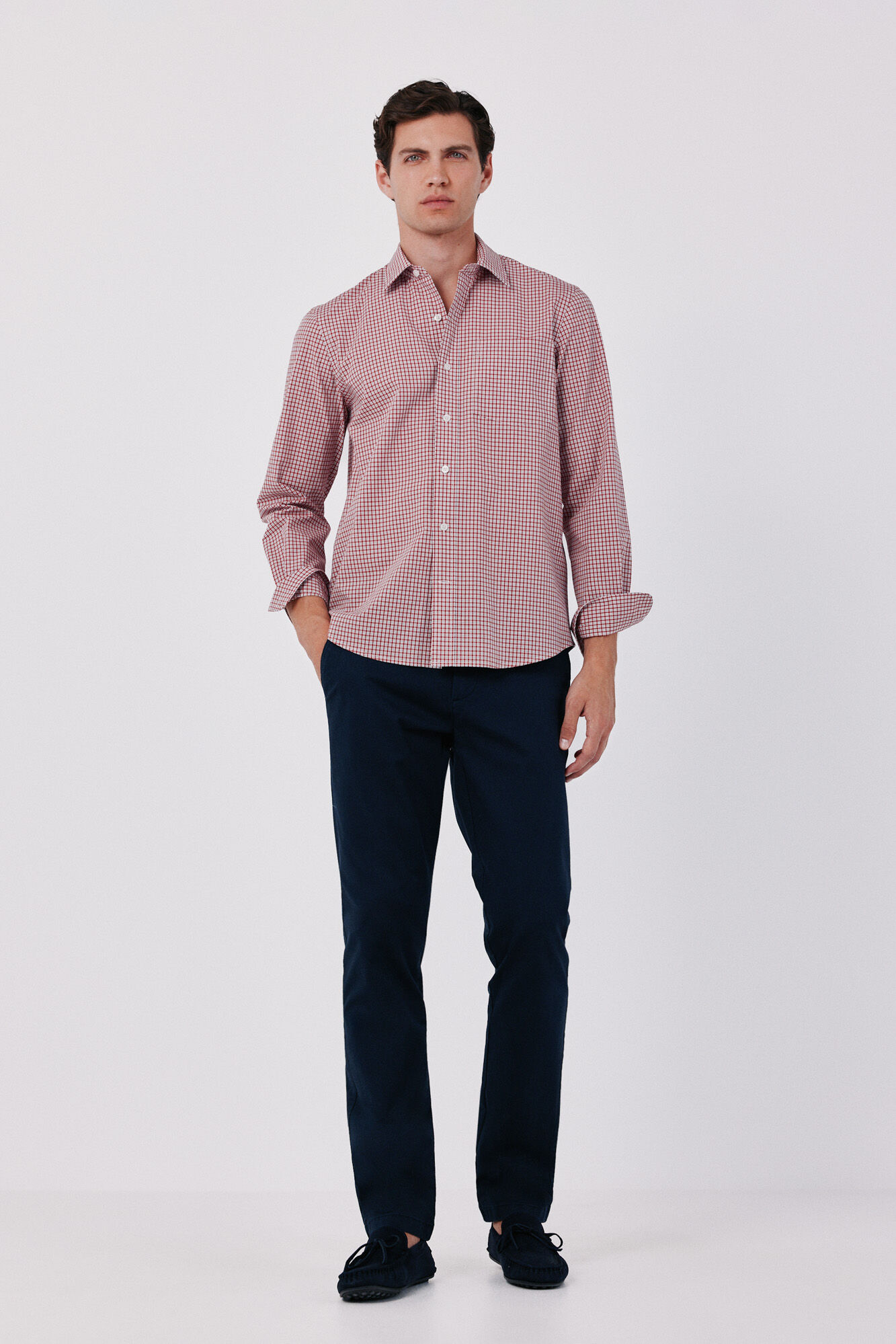 Cortefiel Cotton poplin plaid shirt