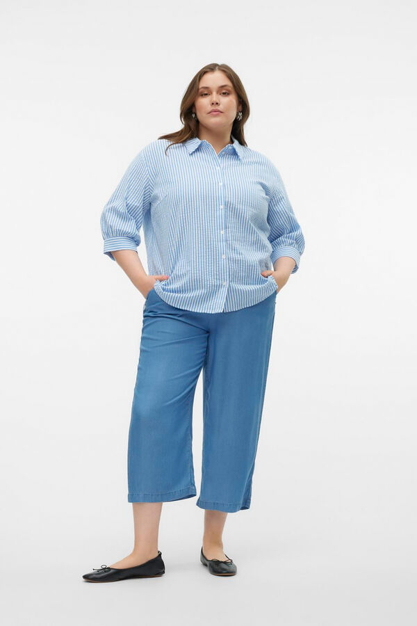 Cortefiel Pantalones culotte Tencel talla grande Azul vaquero
