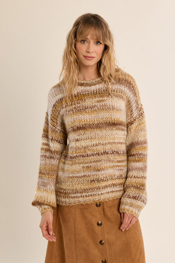 Molly Bracken Striped print jumper Beige
